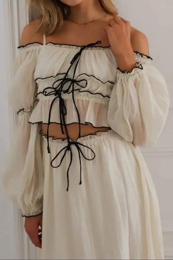 Comfy Shoulder Ruched Detail Coordinated Set