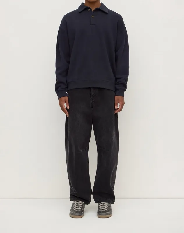 Navy Fleece Polo Sweatshirt