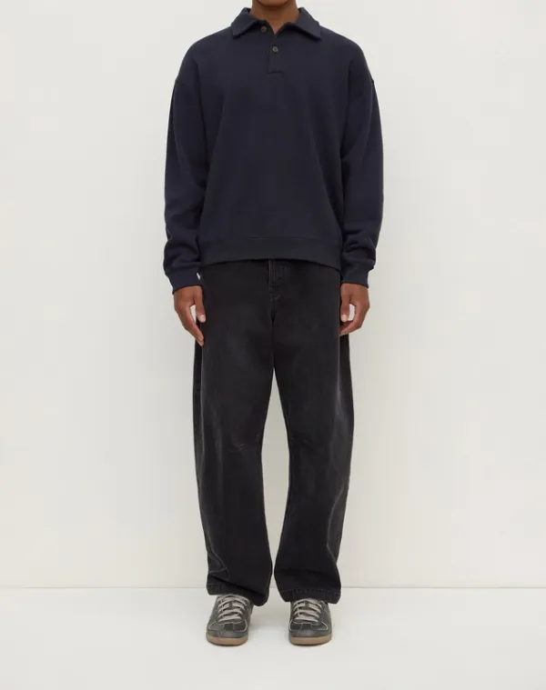 Navy Fleece Polo Sweatshirt