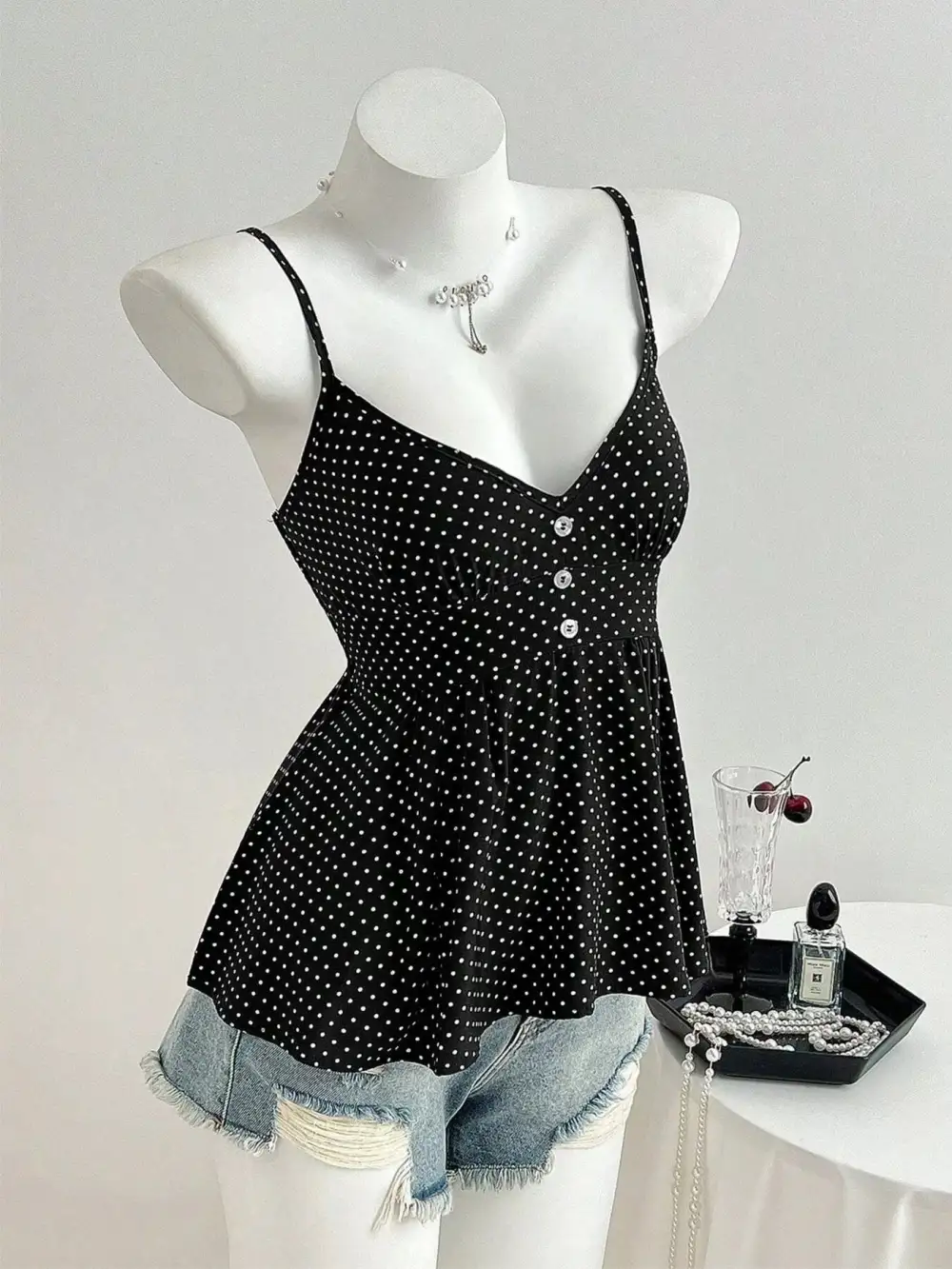Polka Dot V Neck