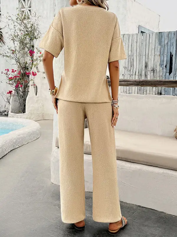 Clean Knitted Short Sleeved Trousers Suit Shorts