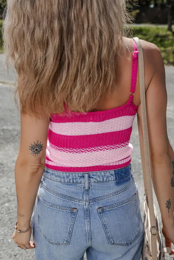 Stripe Spaghetti Strap V-Neck Sweater Vest