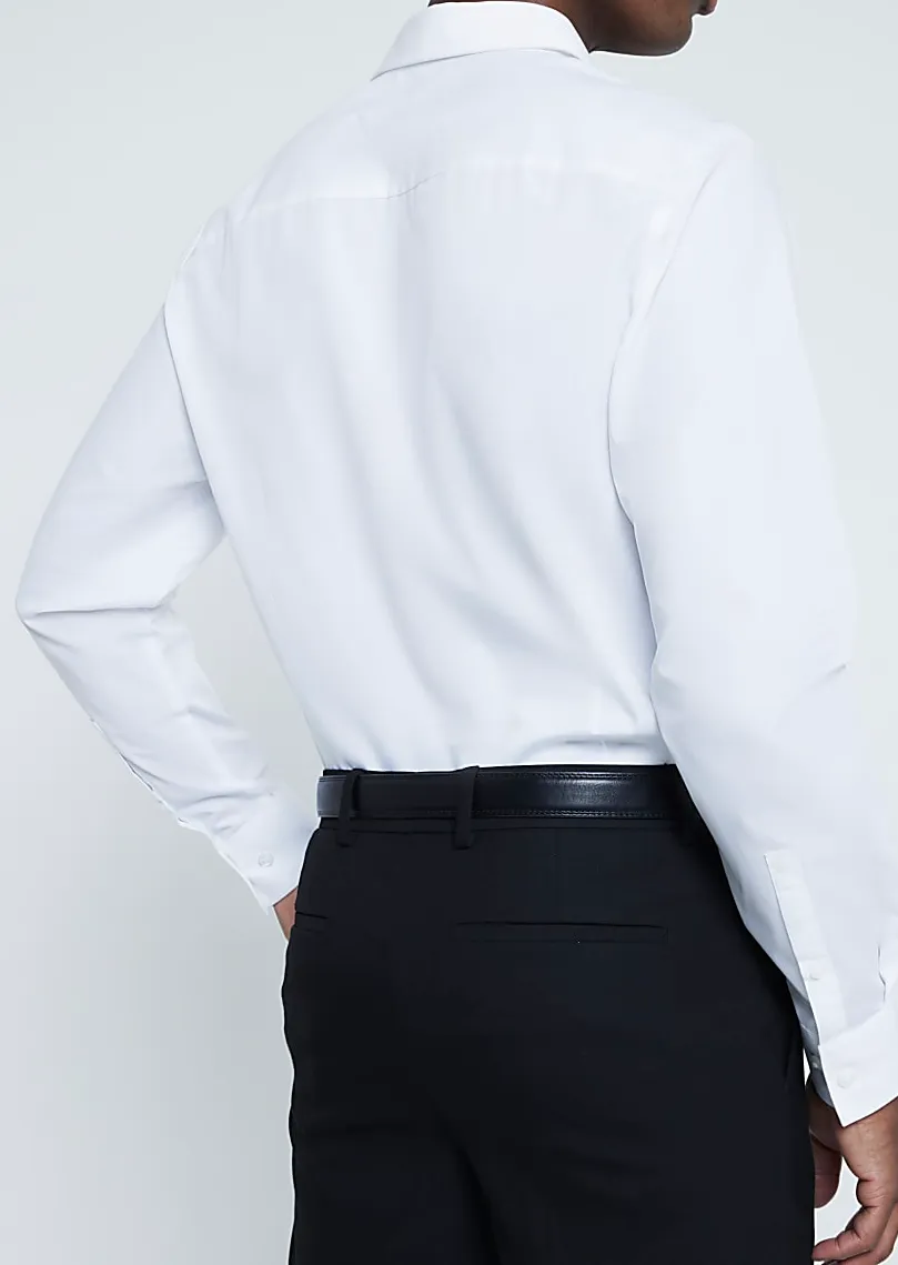 Men's white stylish casual slim fit long sleeve shirt