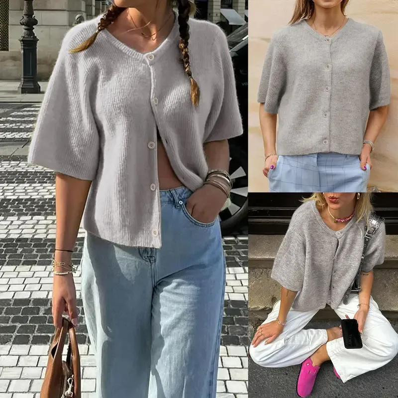 Women's Short-Sleeve Cardigan Sweater🔥10-Pack -Only $24