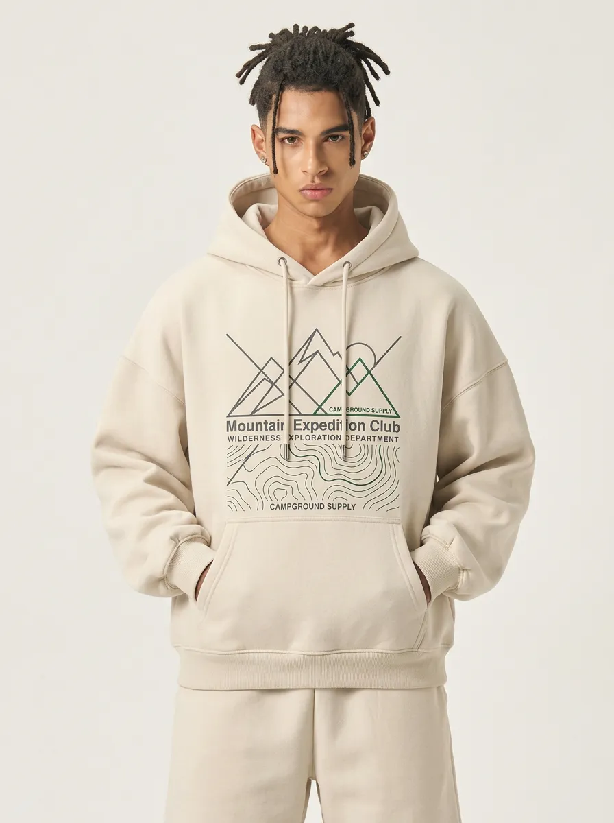 Men's Mountain Expedition Club Topographic Graphic Hoodie