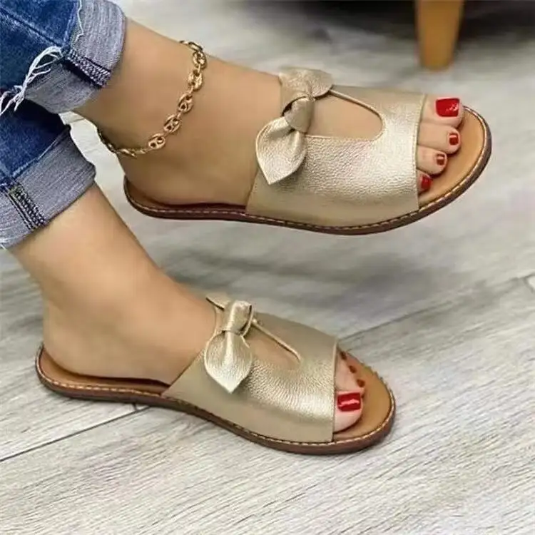 Bow Detail Slide Sandals