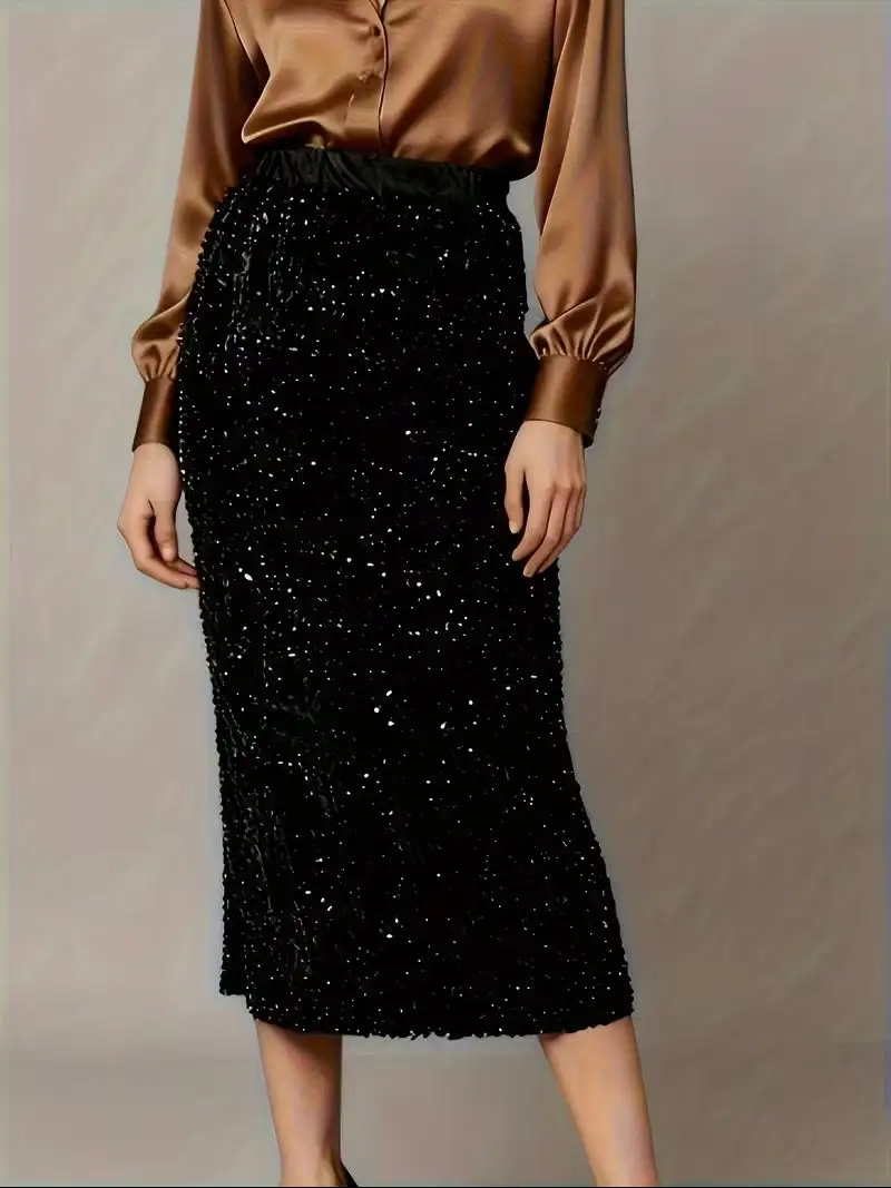 Flowy Sequin Velvet Skirt