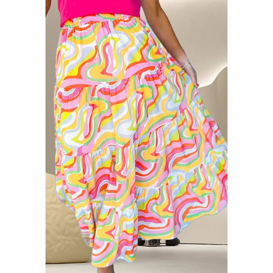 Printed Elastic Waist Skirt