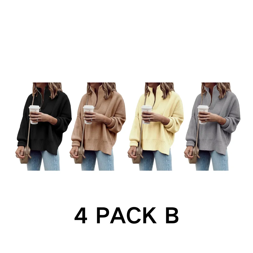 Womens Tunic Sweater Fall Long Sleeve 1/4 Zip Pullover Sweaters