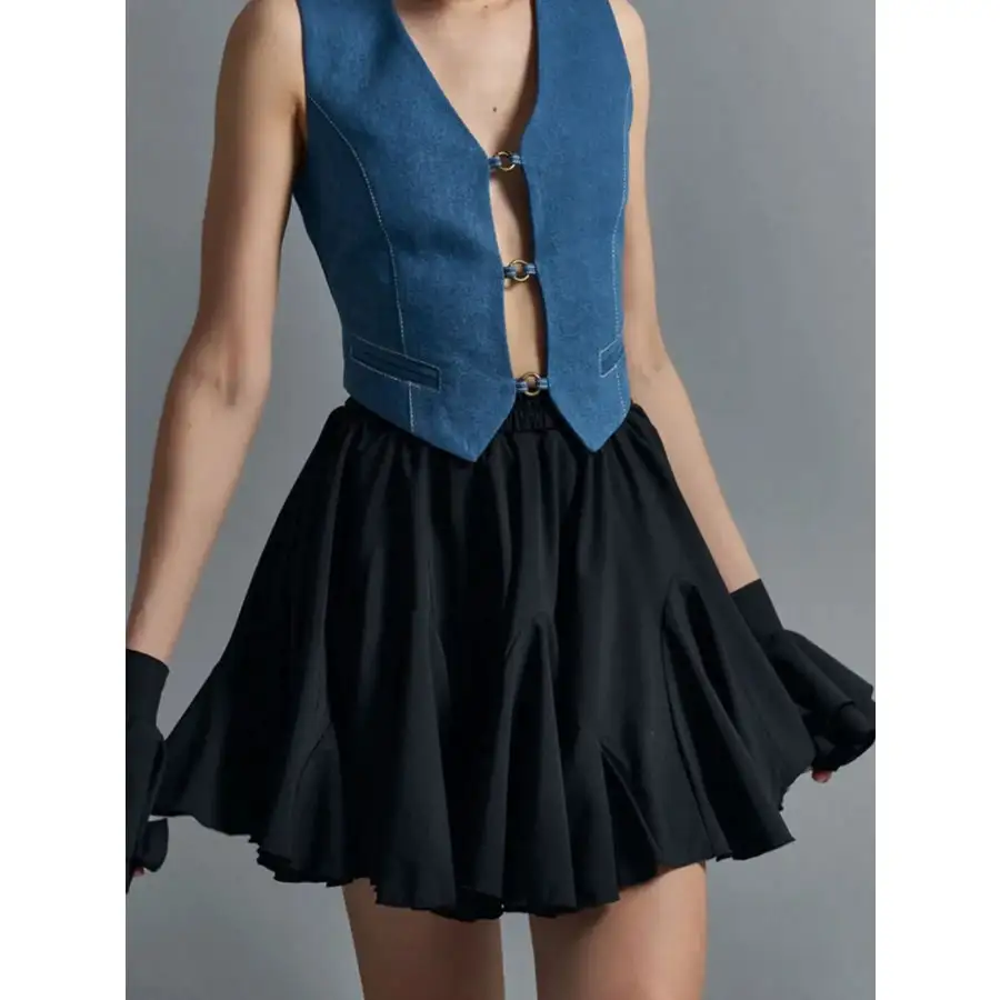 Elastic Waist Ruffled Hem Skirt