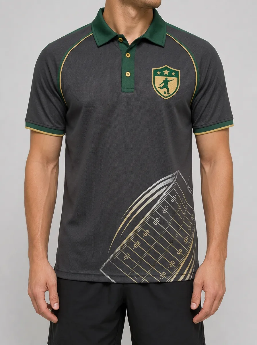 Men's Football Fan American Field Printed Polo Shirt