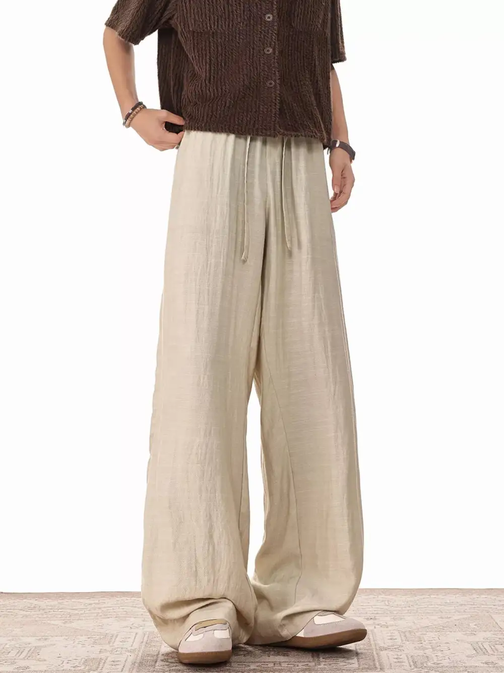 Men's Plus Size Wide Leg Drawstring Pants