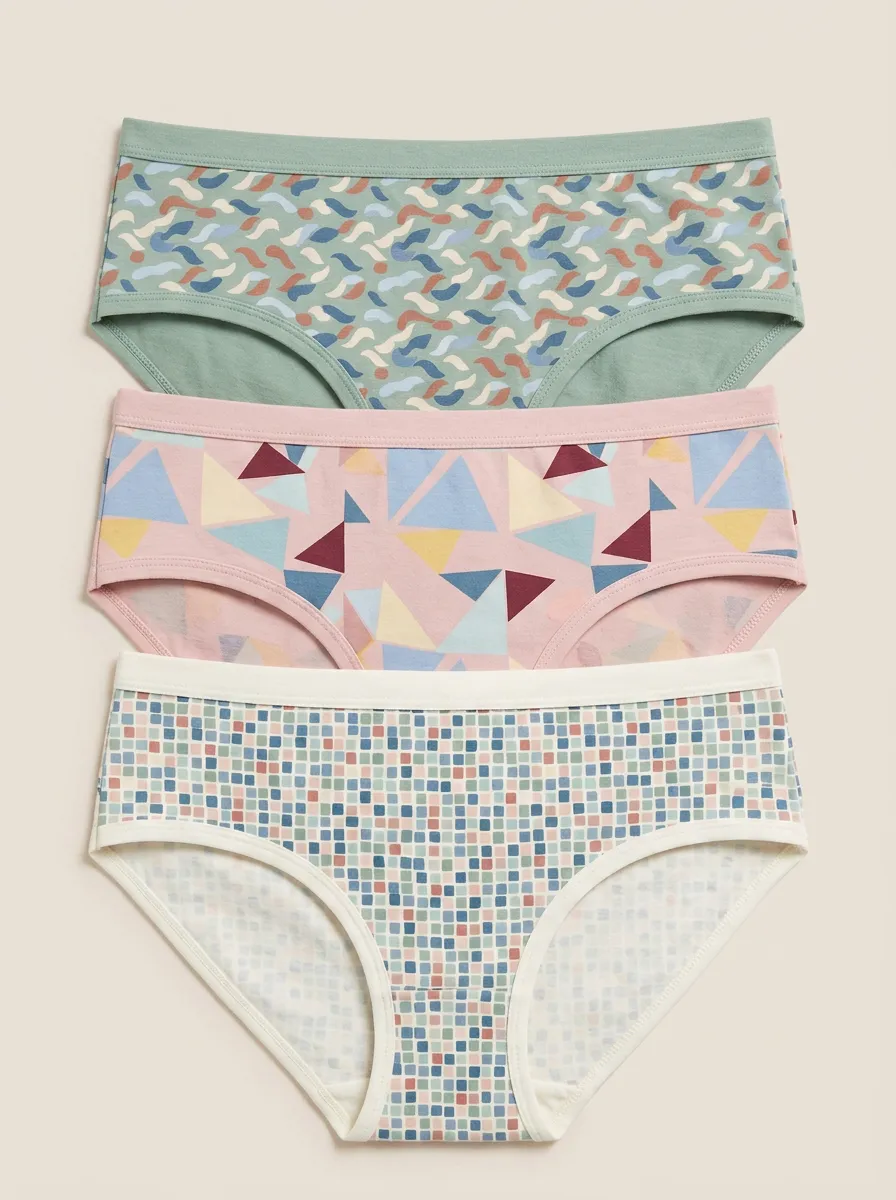 Women's Geometric Pattern Abstract Print 3-Pack Briefs