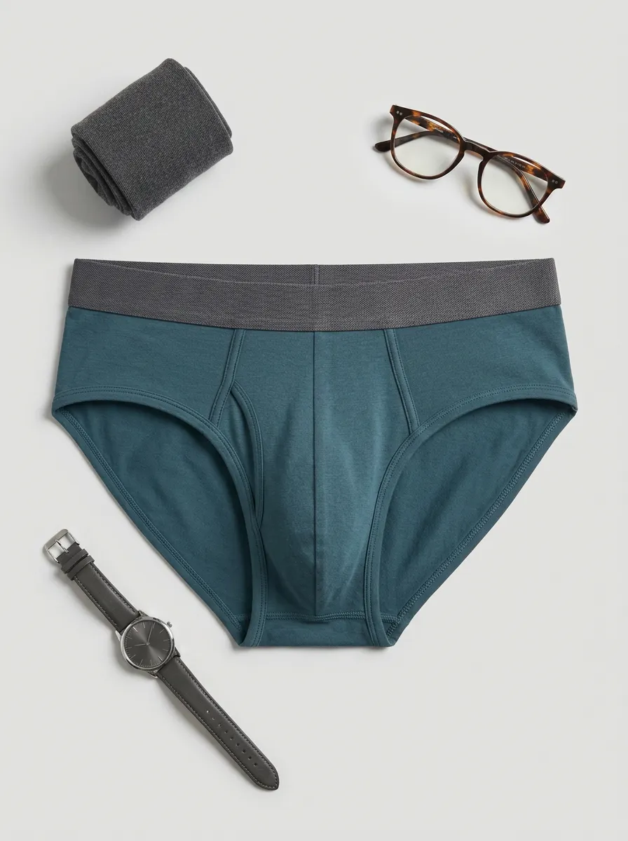 Men's Solid Teal Minimalist Printed Briefs