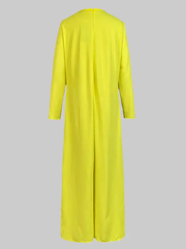 Losse Wijde Zakken Effen Jumpsuits Met Ronde Hals
