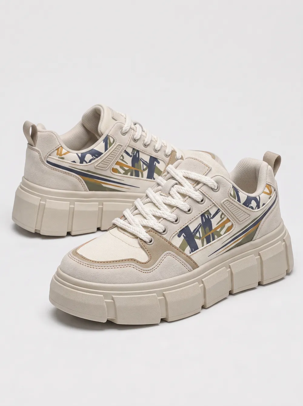 Men's Casual Abstract Pattern Printed Chunky Sneakers