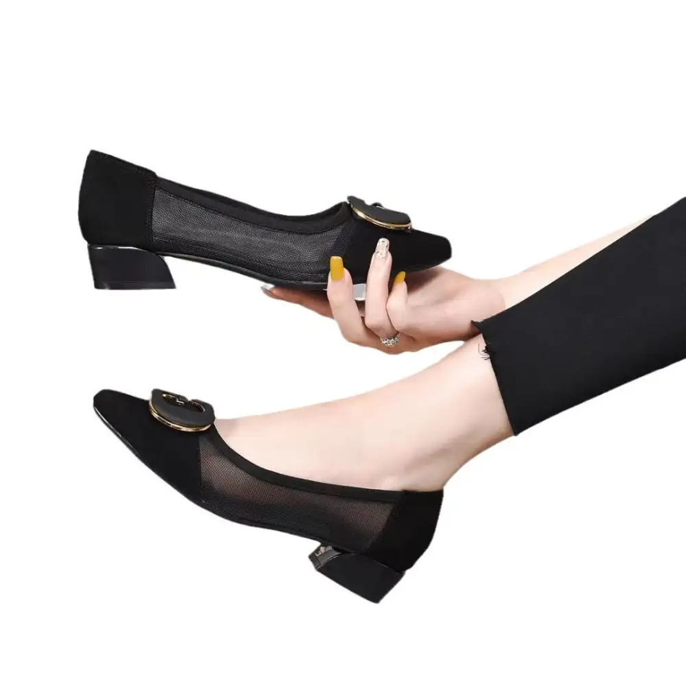 Buckle Strap Metallic Accent Evening Ready Pumps
