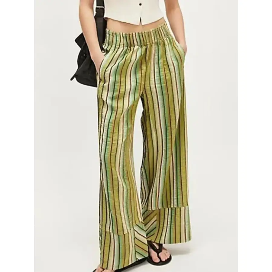 Casual Striped Wide Leg Pants
