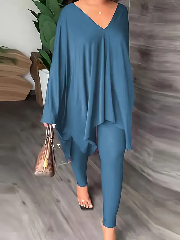 Batwing Sleeve Relaxed Blouse And Pants Set