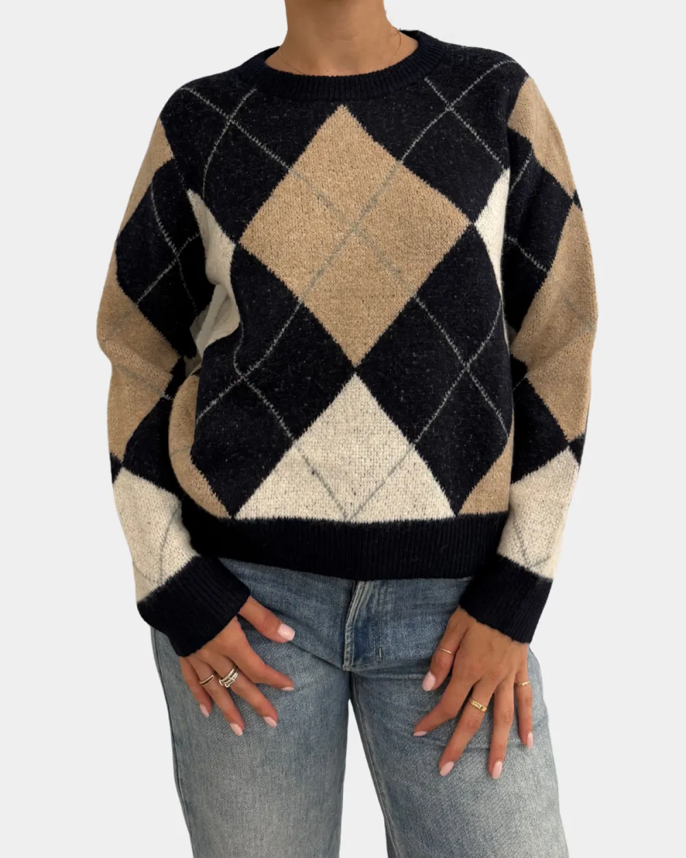 Relaxed Argyle Sweater Sweaters