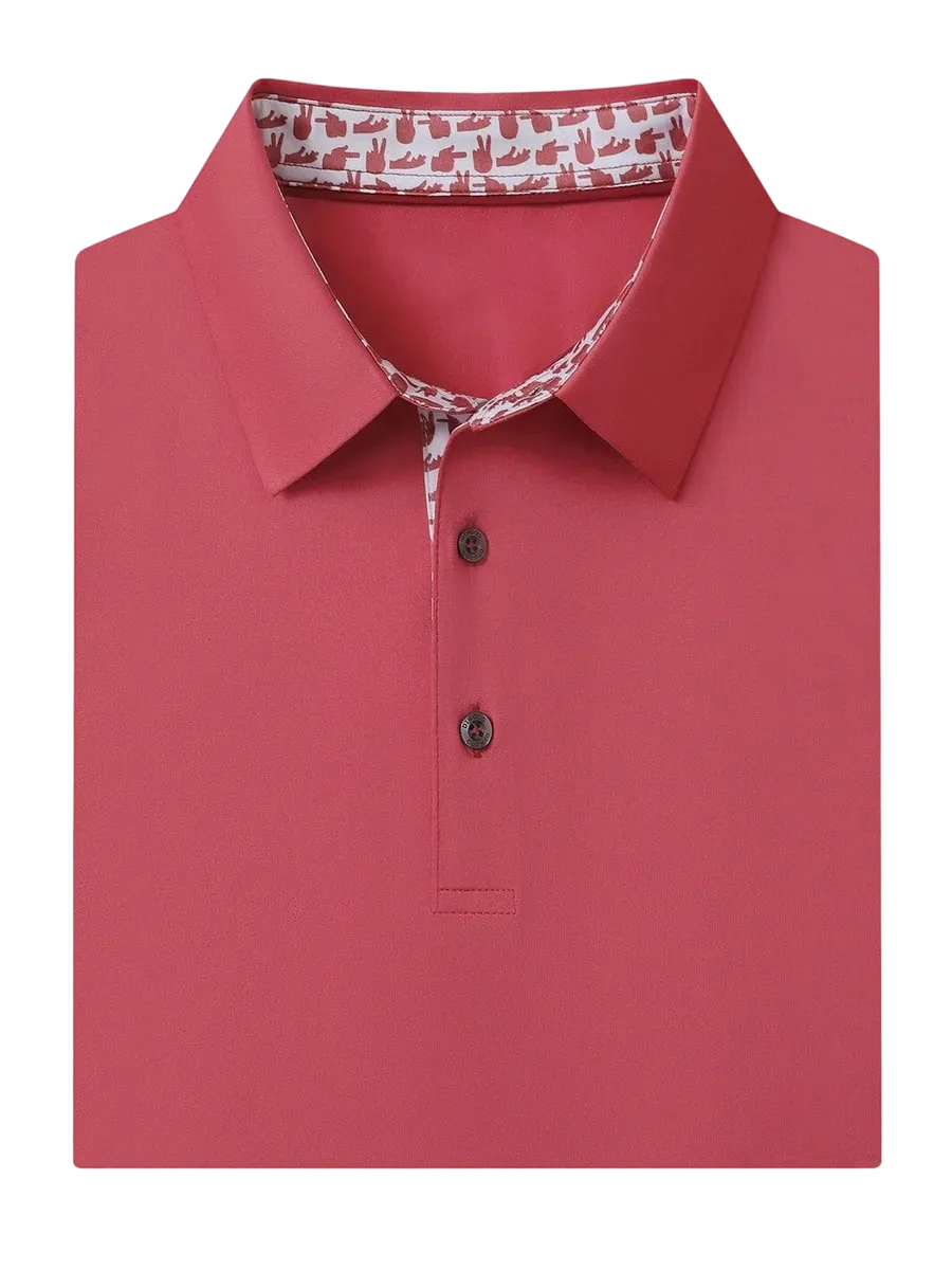 Men'S Designed Collared Solid Performance Polo