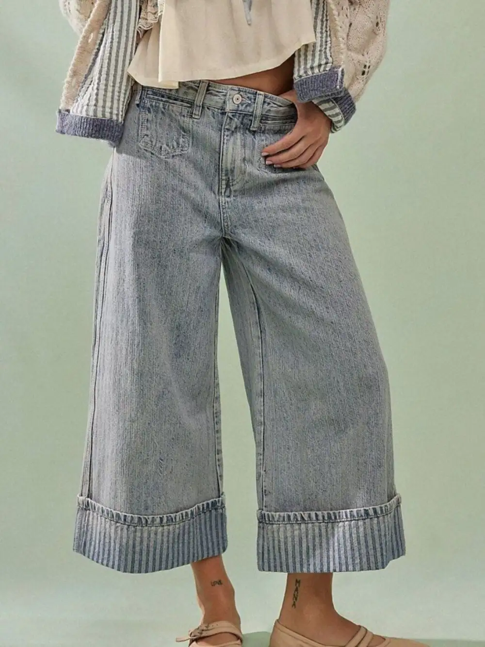 Utility Wide Leg Denim Jeans