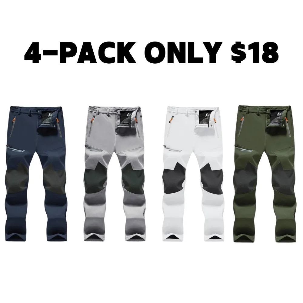 Men's Winter Pants Fleece Lined Ski Snow Pants Water Resistant 4 Zip Pockets Outdoor Work Pants FallFreshness Outdoorfun