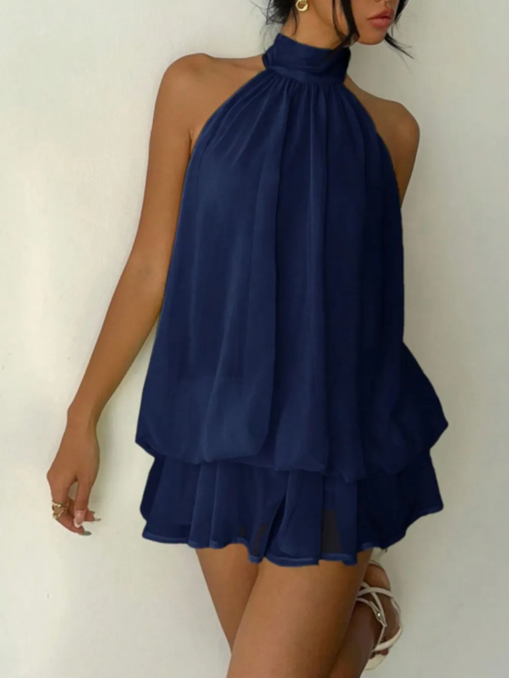 Tiered Halter Mini Dress