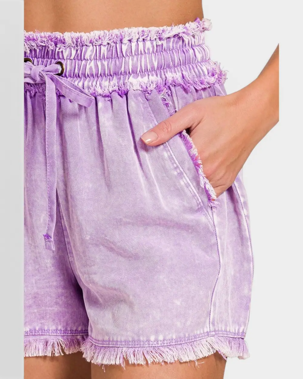 Relaxed Tencel Fringe Shorts