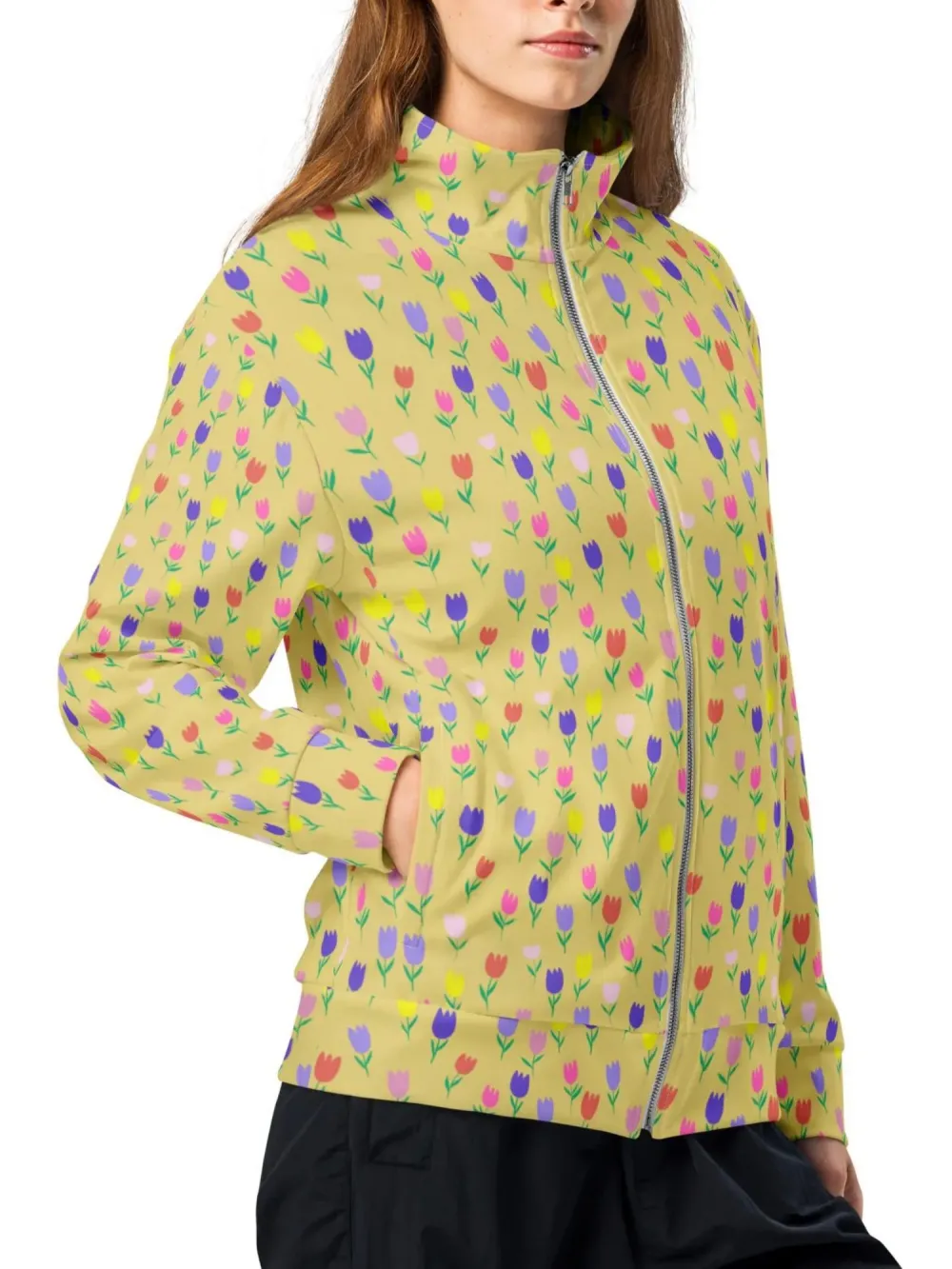 Bright Floral Print Casual Jacket