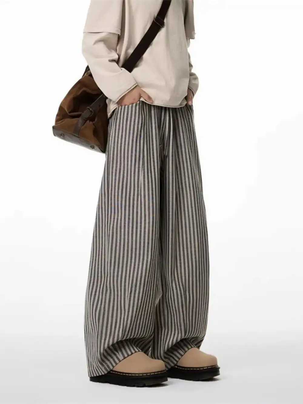 Men's Plus Size Striped Wide Leg Casual Pants