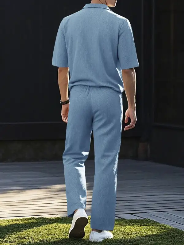 Men's Full Size Short Sleeve Top and Pants Set