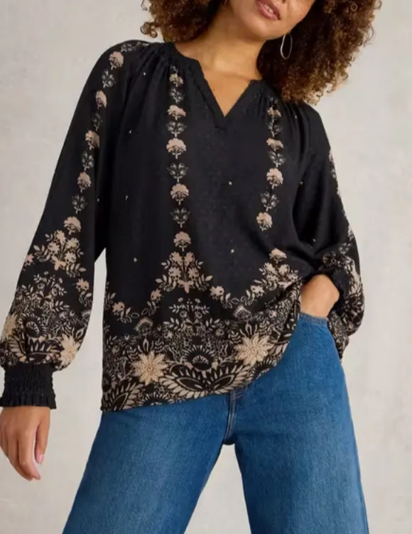 V-Neck Embroidered Top