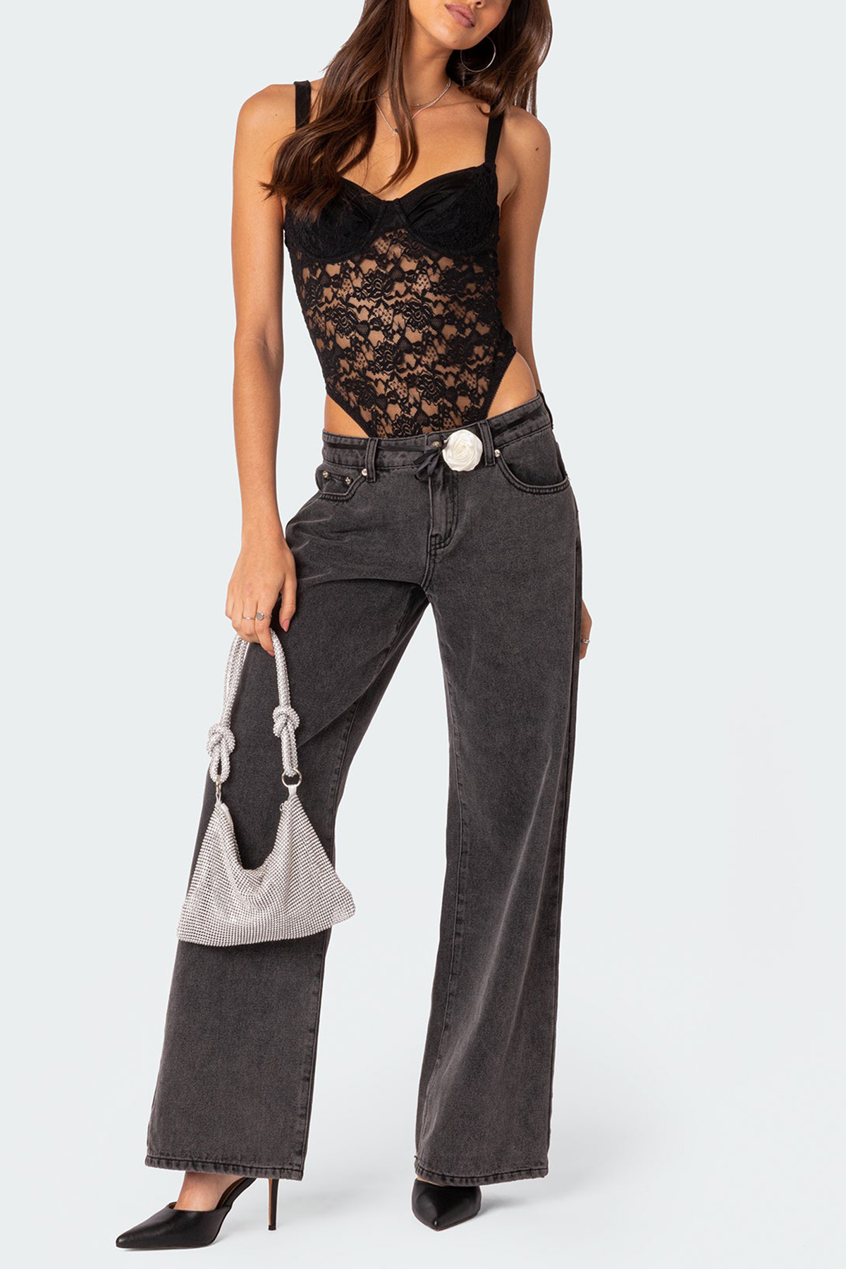 Lace Satin Cupped Bodysuit