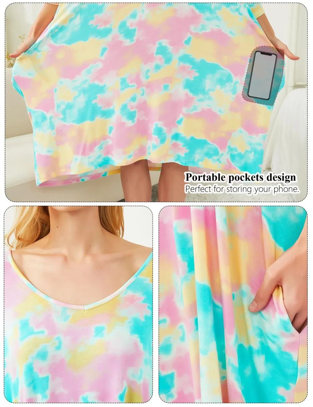 Plus Size Nightgown for Women V-Neck Sleep Dress