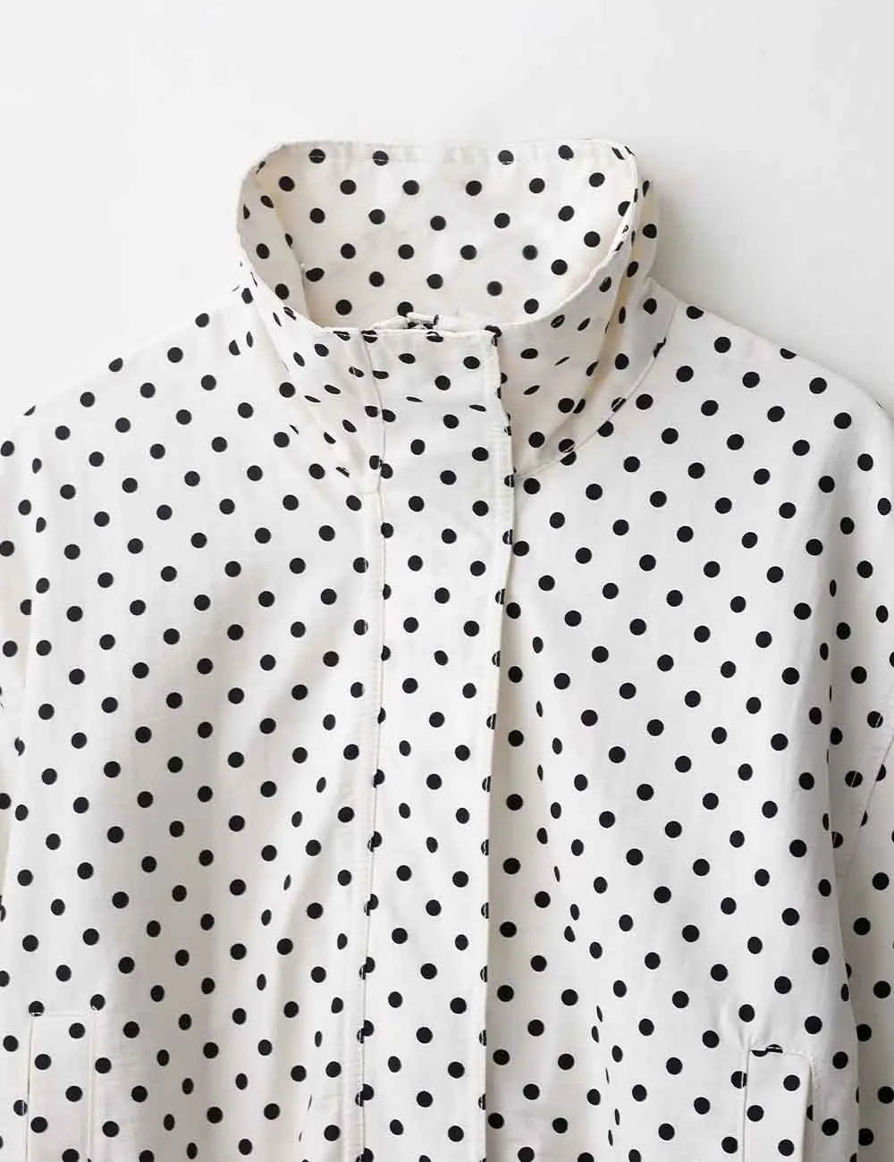 Chic Polka Dot Zip Up Long Sleeves Bomber Jacket Set