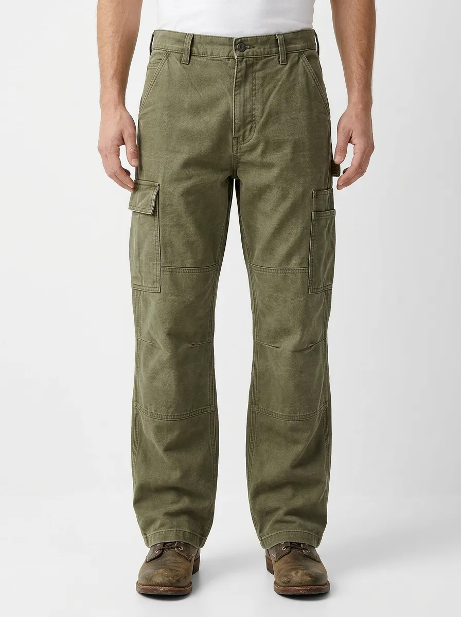 Men's Outdoor Utility Olive Green Multi-Pocket Cargo Pants