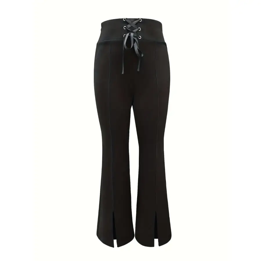 Lace Up Slit Bootcut Pants