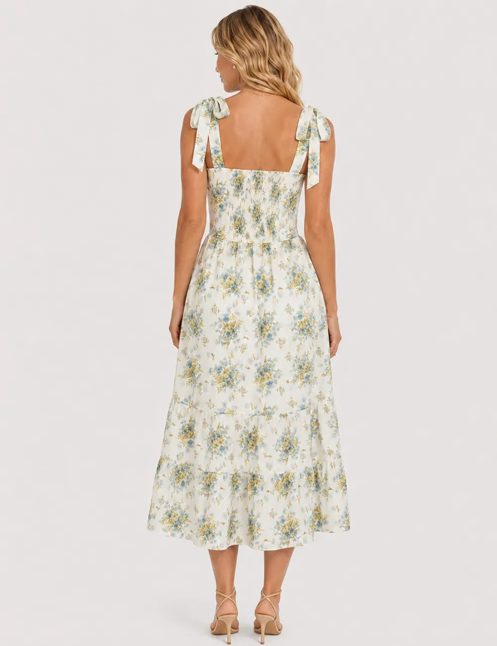 Strap Lace Trim Square Neck Midi Dress