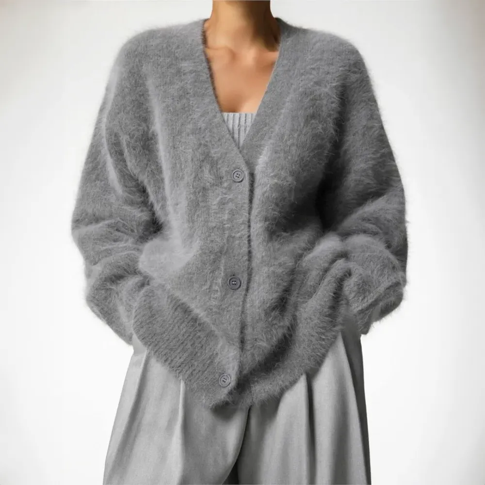 Open-Front Denim Knit Cardigan