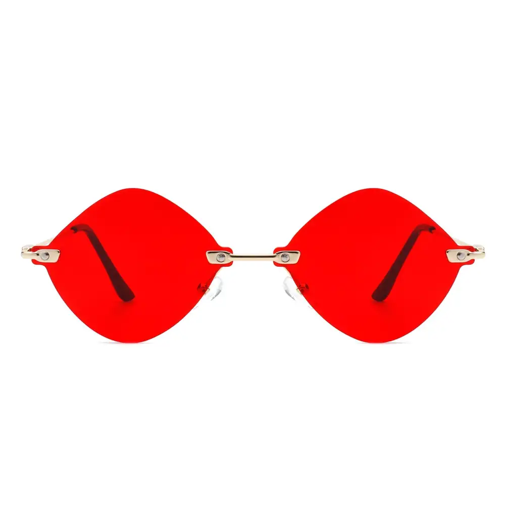 Round Rimless Frame Sunglasses