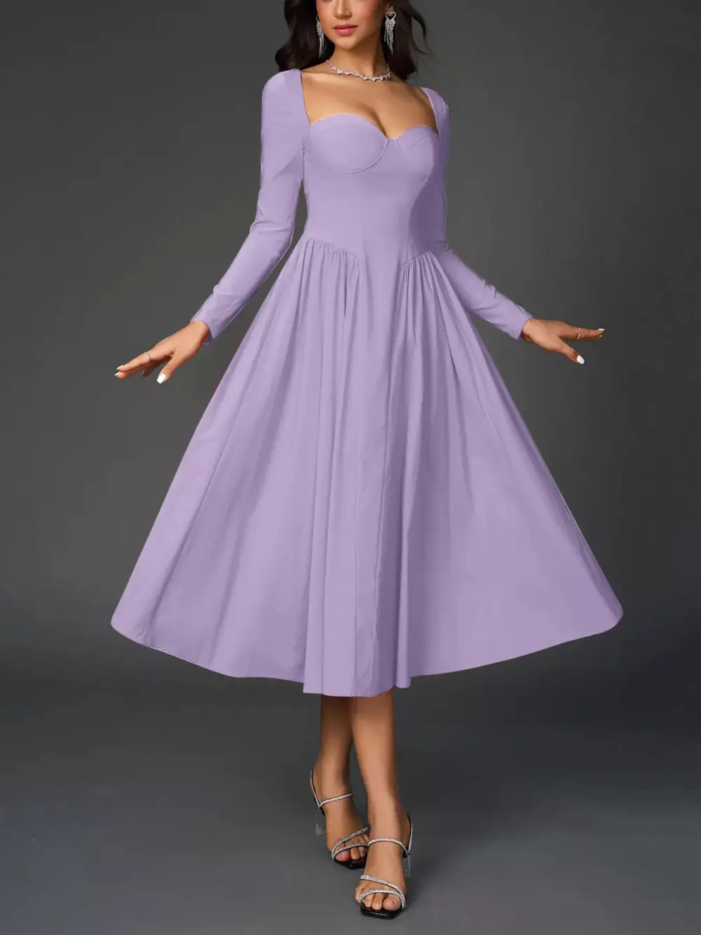 Long Sleeve Maxi Tie Detail Dress