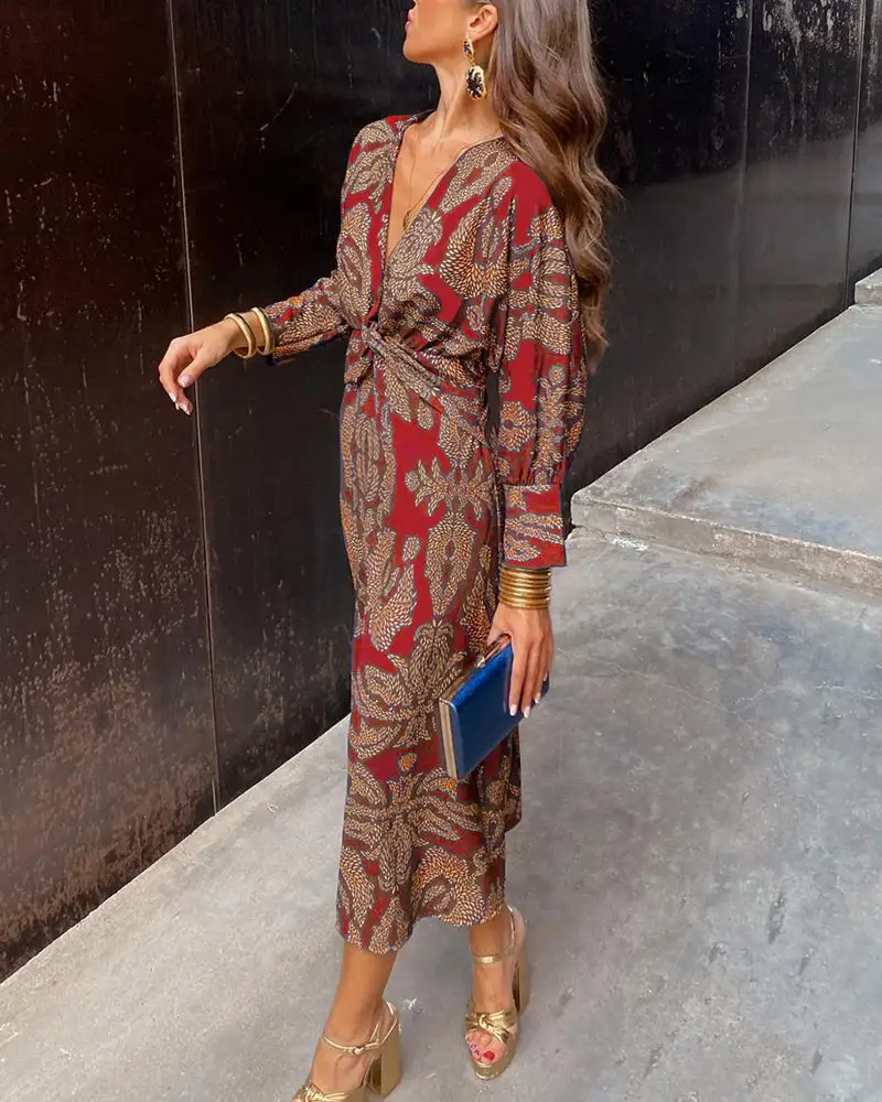 A Line Printed Maxi Dress
