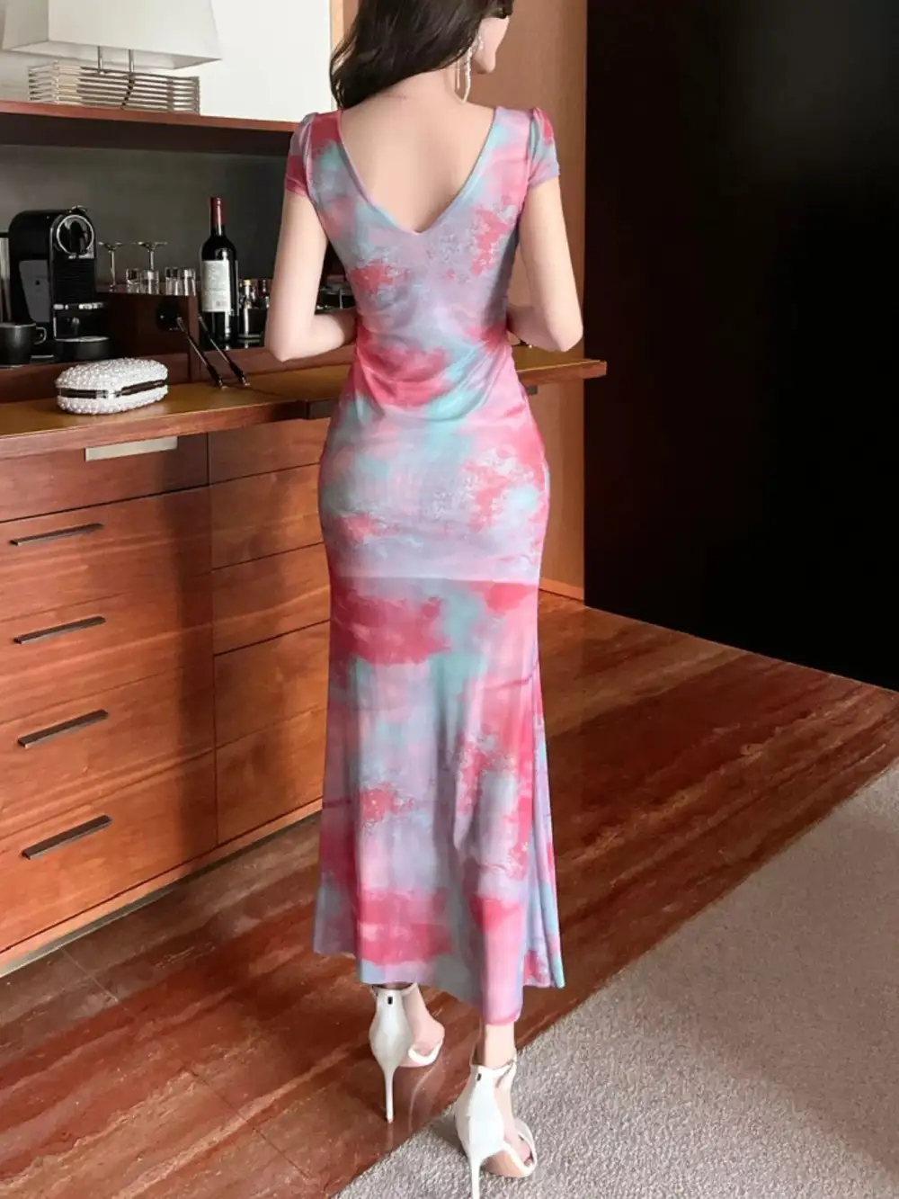 Ruffle Slit Dress Casual