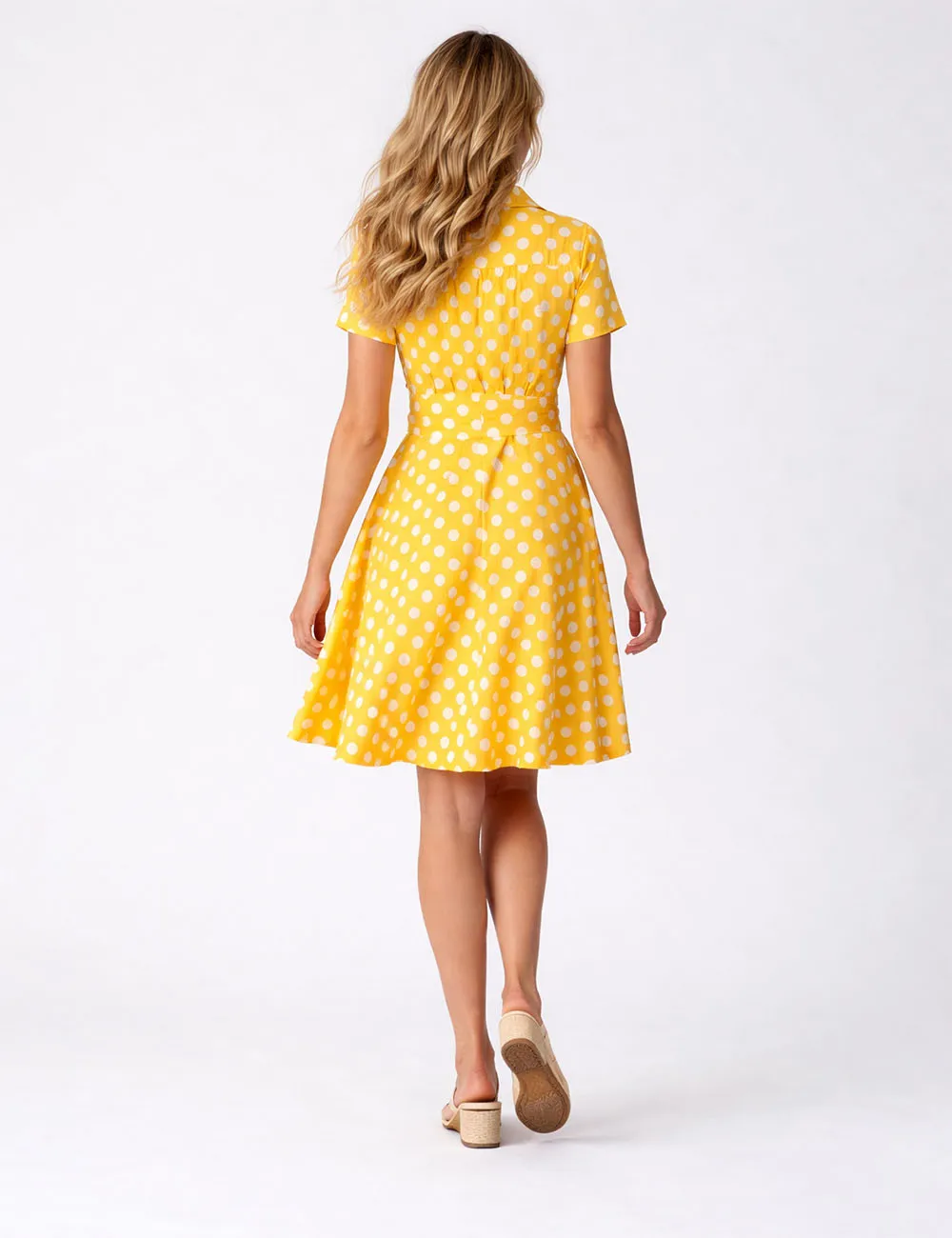 Chic Bow Polka Dot Short Sleeves Midi Dress