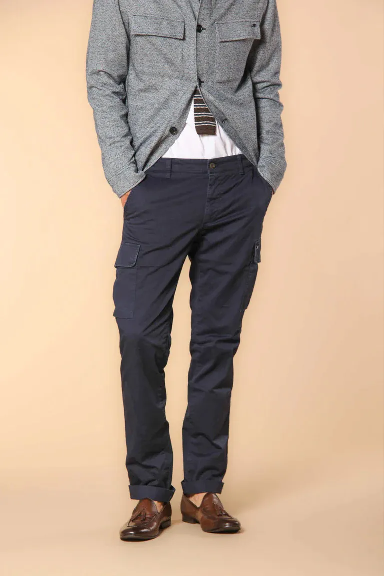 Navy Blue Men's Slim Fit Cotton Stretch Overalls