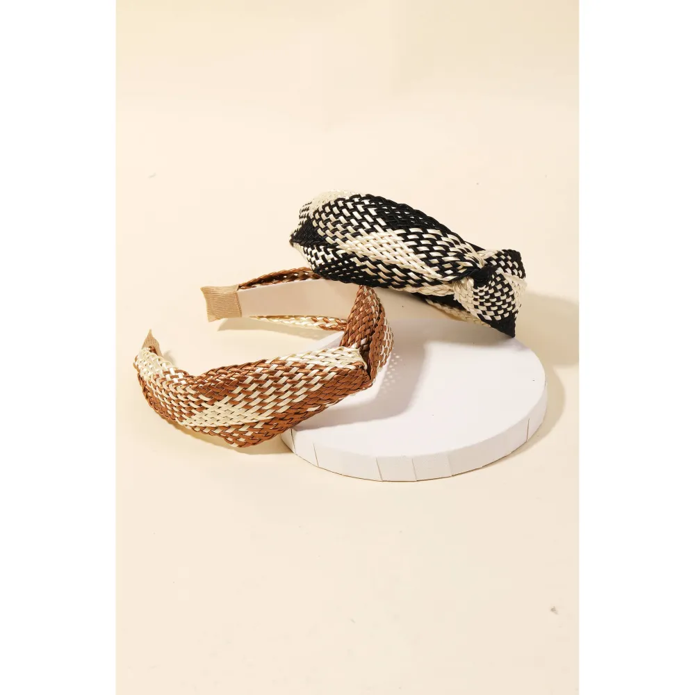 Two Tone Basket Weave Twist Headband