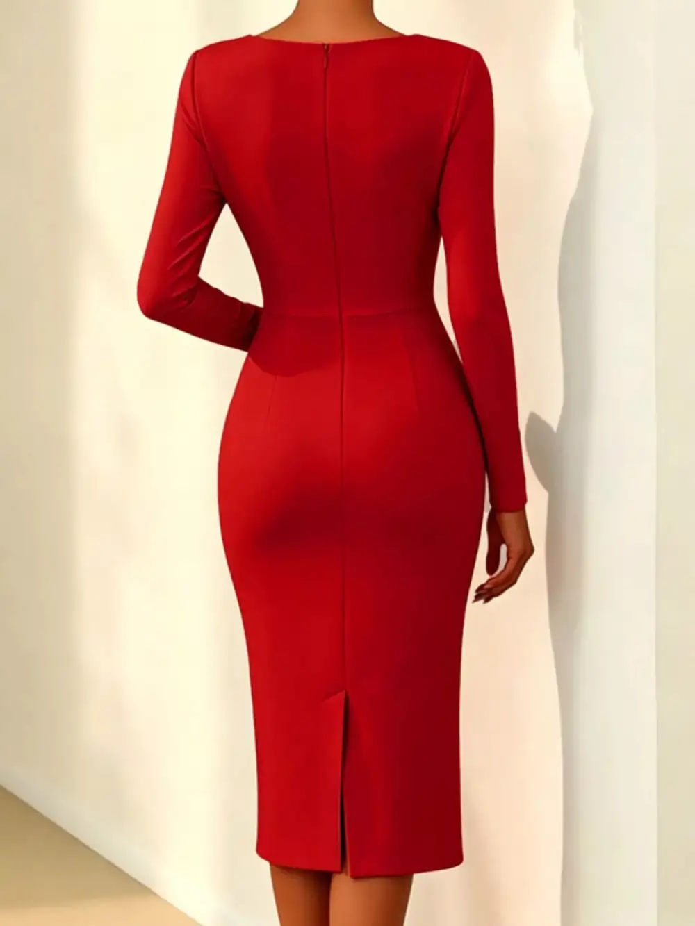 Asymmetric Neck Embellished Midi Dress