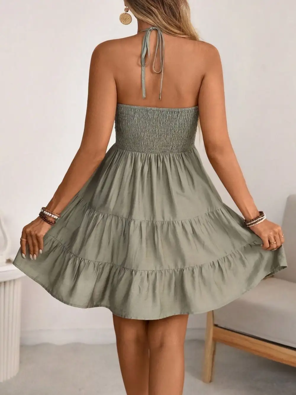 Tiered Halter Casual Dress