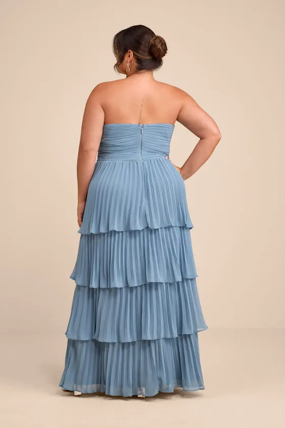 Seriously Sensational Light Pink Strapless Tiered Maxi Dress